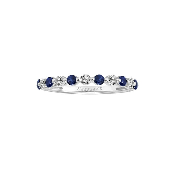 3/4 Carat TGW Created Blue and White Sapphire Sterling Silver "Ocean Gem" Women’s Anniversary Band