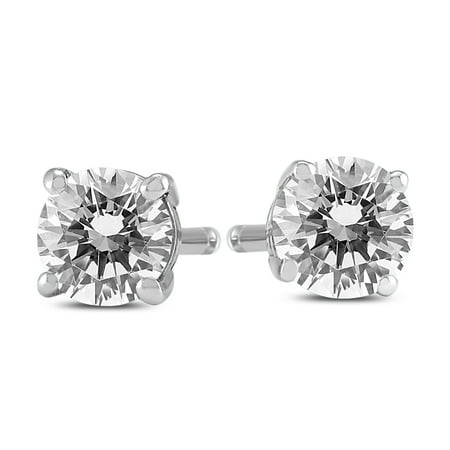 3/4 Carat TW Round Diamond Solitaire Stud Earrings In 14k White Gold (J-K-L Color, I2-I3 Clarity)