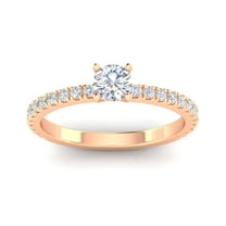 3/4 Carat TW Round Natural Diamond Engagement Rings in 10k Rose Gold
