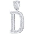 thumbnail image 1 of AFFY 3/4 Carat White Natural Diamond Hip Hop Jewelry Initial "D" Alphabet Pendant In Sterling Silver(0.75Cttw), 1 of 1