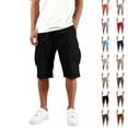 thumbnail image 1 of 3/4 Cargo Capri Shorts for Men Lightweight Elastic Drawstring Waist Bottoms Multi Pocket Below Knee Outdoor Trousers, #01 Black, M, 1 of 8