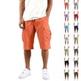 thumbnail image 1 of 3/4 Cargo Capri Shorts for Men Lightweight Elastic Drawstring Waist Bottoms Multi Pocket Below Knee Outdoor Trousers, #01 Saffron, L, 1 of 8