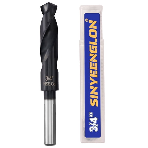 3/4 Cobalt Drill Bit for Metal and Hardened Steel, 1/2 Inch Reduced Shank M35 HSS Twist Heavy Duty Drill Bit, with Index Storage Case