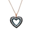 thumbnail image 1 of AFFY 3/4 Ct Blue, White & Black Natural Diamond Heart Pendant Necklace In 14K Solid Rose Gold, 1 of 1