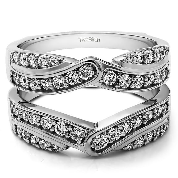 3/4 Ct. Infinity Bypass Engagement Ring Guard With Cubic Zirconia Mounted in Sterling Silver (Sizes 4 to 13)