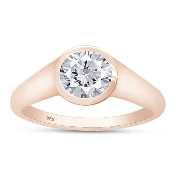 3/4 Ct Lab Created Moissanite Diamond Solitaire Engagement Wedding Ring In 14K Rose Gold Over Sterling Silver(G-H Color,VVS1 Clarity,0.75 Cttw)-6.5