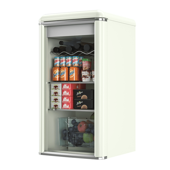 3.4 Cu.Ft Retro Beverage Cooler Double Glass Door Fridge - Holds 120 Cans, 5 Temp Settings Adjustable Shelves, Quiet 42dB - Perfect for Kitchen, Bar, Dorm