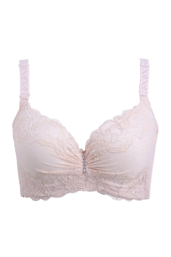 3/4 Cup Women Lace Bra 4 Back Buckle Shaping-underwear Adjustable Lace Push Up Padded