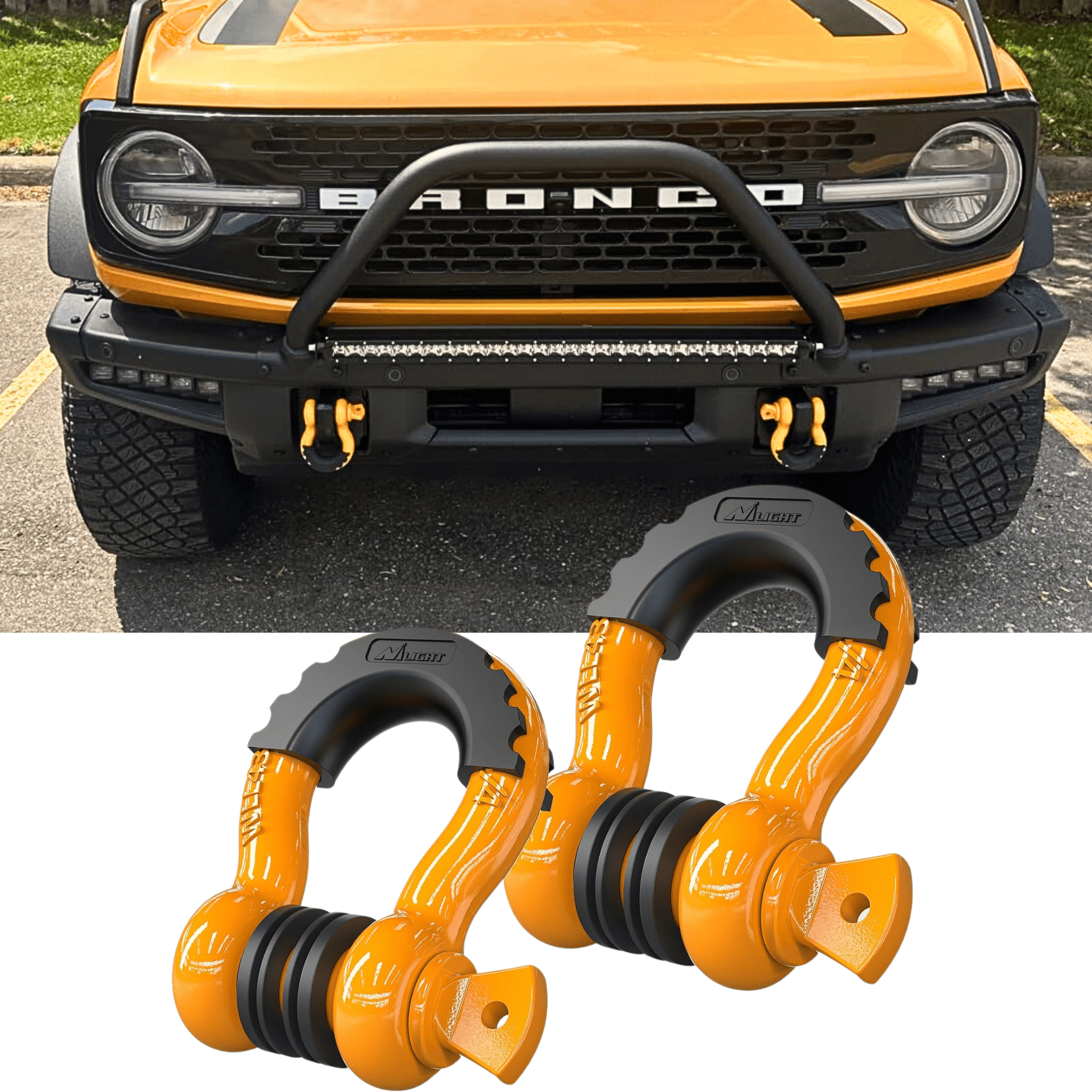 Nilight 2 Pcs 3/4" D-Ring Shackle with 7/8" Screw Pin 41,887lbs Break Strength, Heavy Duty Off Road Recovery Shackle with Isolators Washers for Use with Tow Strap, Winch, Off-Road Jeep Truck Vehicle