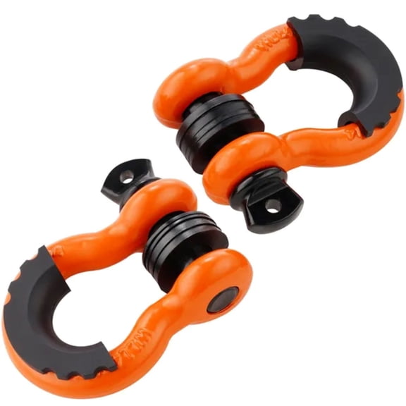 3/4" D-Ring Shackle, 2 Pack Alloy Steel Shackles 62832 lbs (28.5 Ton) Break Strength with 7/8" Screw Pin, Isolators & Washers, Heavy Duty Off Road Vehicle Recovery Shackle for Jeep Truck, Orange