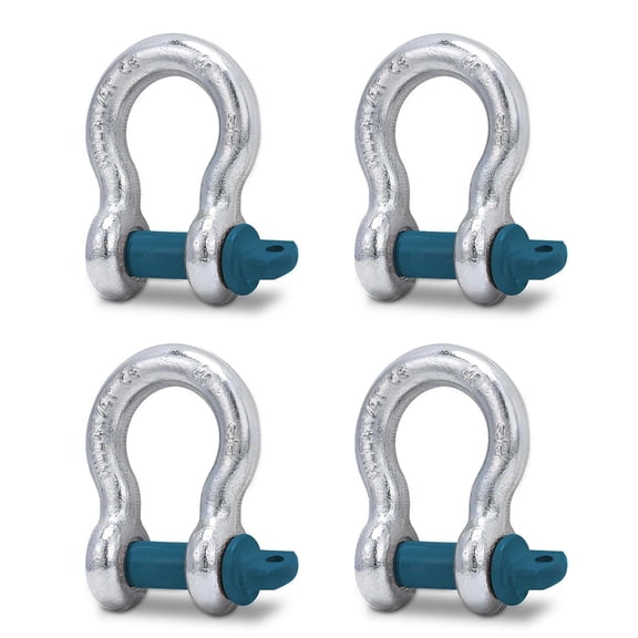 3/4" D Ring Shackles, 4.75 tons (10,472lbs) Working Load Limit, Clevis Shackle with 7/8" Alloy Screw Pin, Heavy Duty Shackles for Towing, Terrain Vehicle, Jeep, Trailer, Blue (4Pack)