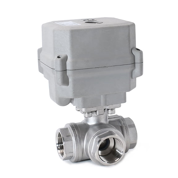 3/4" DN20 Two wires control Electric Ball Valve,DC24V 3-way Stainless Steels Motorized Ball Valve,With manual function