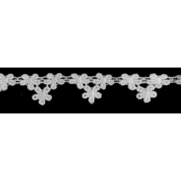 3/4" Daisy Venice Venise Lace Fringe Trim - 15 Yards - White
