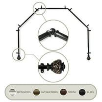 3/4" Dia Adjustable 5 Sided Bay Window Curtain Rod 28 to 48" (each side) in Black with Ingo Finials,(5Bay-89-2)