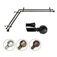 thumbnail image 1 of 3/4" Dia Adjustable Corner Window Double Curtain Rod 28 to 48" (each side) in Black with Ludmila Finials,(4790-282-CR), 1 of 4