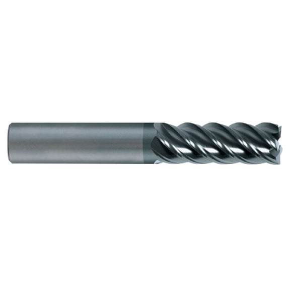 SGS 32602 55CR V-Carb High Performance 5 Flute End Mill, Aluminum Titanium Nitride Coating, 3/4" Cutting Diameter, 1" Cutting Length, 3/4" Shank Diameter, 3" Length, 0.030" Corner Radius