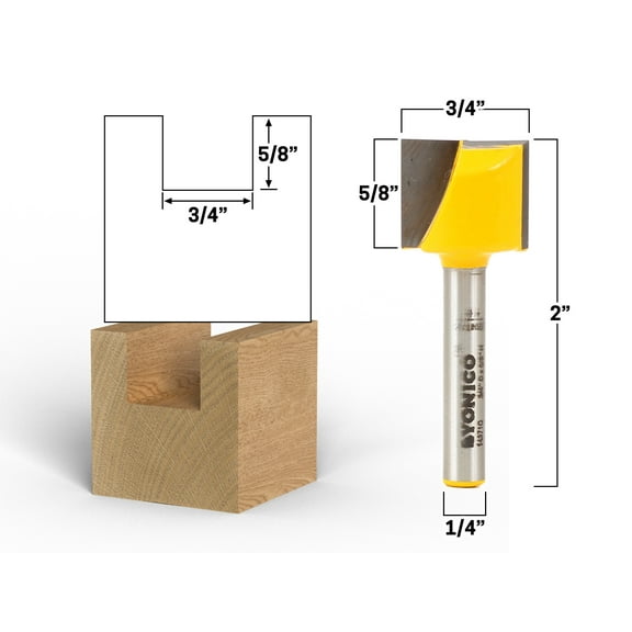 3/4" Diameter Bottom Cleaning Router Bit - 1/4 Shank - Yonico 14971q