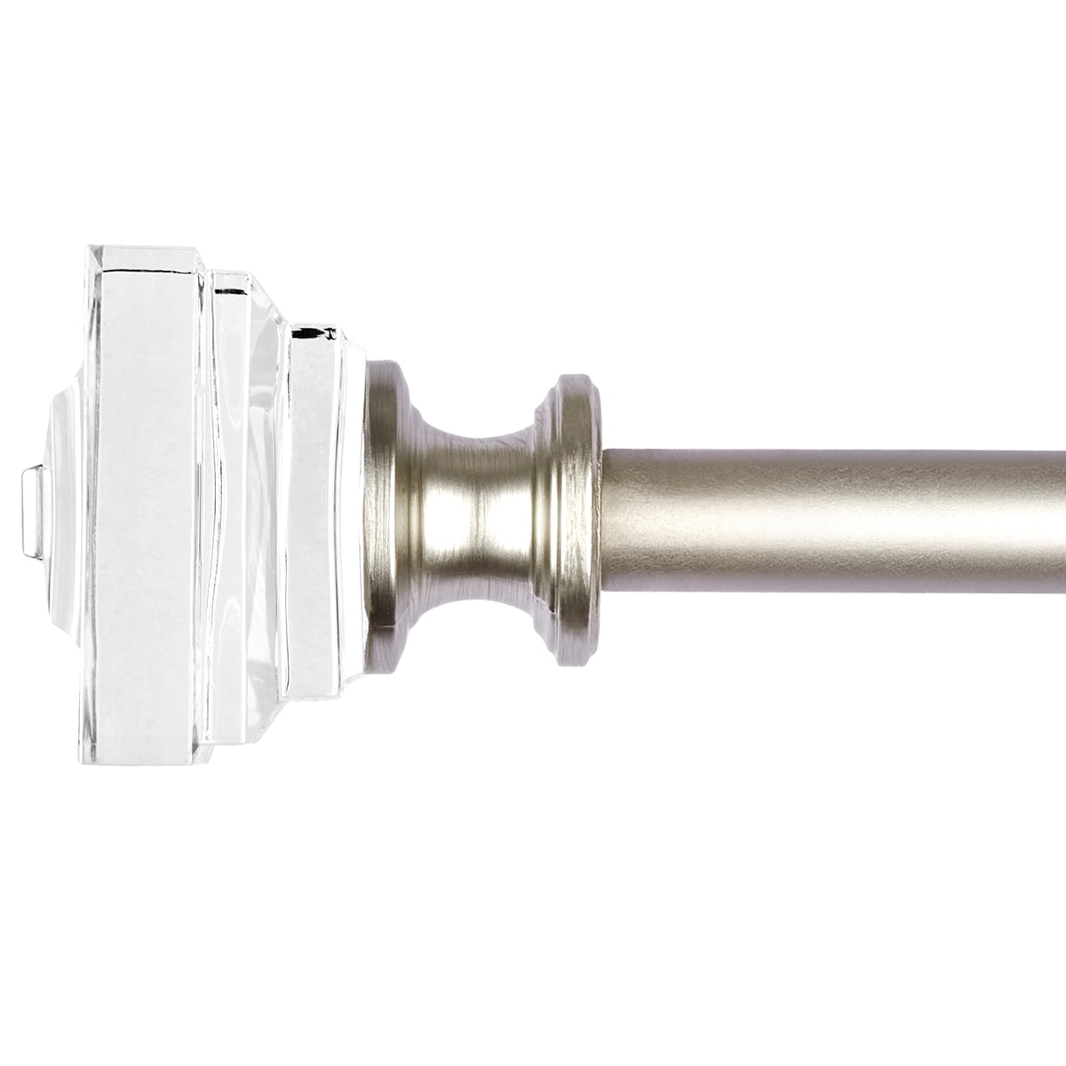 3/4" Diameter Standard Decorative Window Curtain Rod, Adjustable Curtain Rod for Windows , Acrylic Square Finials