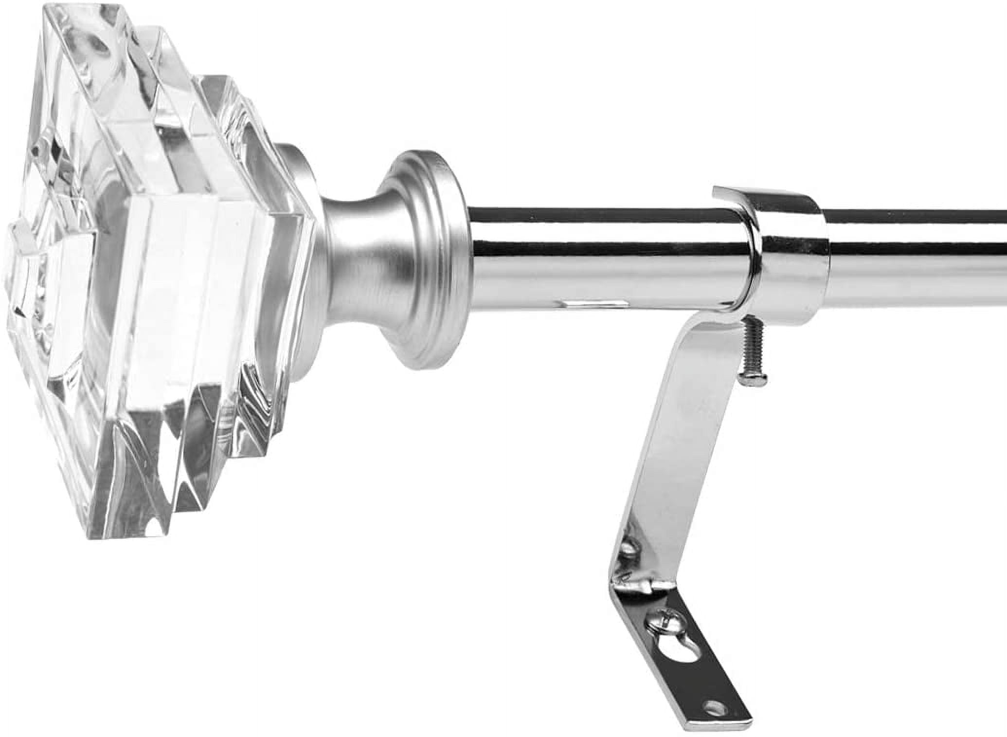 3/4" Diameter Standard Decorative Window Curtain Rod, Adjustable Curtain Rod for Windows , Acrylic Square Finials