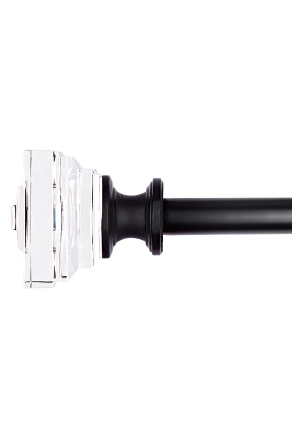 3/4" Diameter Standard Decorative Window Curtain Rod, Adjustable Curtain Rod for Windows , Acrylic Square Finials