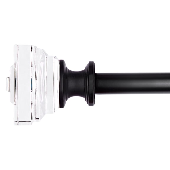 3/4" Diameter Standard Decorative Window Curtain Rod, Adjustable Curtain Rod for Windows , Acrylic Square Finials