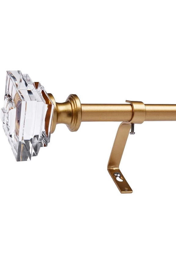 3/4" Diameter Standard Decorative Window Curtain Rod, Adjustable Curtain Rod for Windows , Acrylic Square Finials