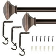 thumbnail image 1 of 3/4" Drapery Single Curtain Rod Set with Square Finials_Oil Rubbed Bronze Brown - 66"-120", 1 of 5