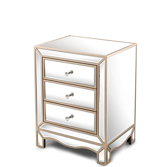 3 - 4 Drawer Silver Chest | Used as Bedside or Sofa Side Table | MDF + Glass Construction | Tidy Up TV Remotes & Magazines