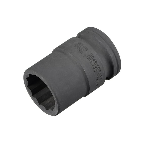 3/4" Drive 25mm 12-Point Impact Socket, CR-MO Steel 56mm Length, Standard Metric Sizes