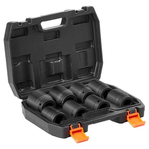 3/4" Drive Axle Nut Impact Socket Set, 6-Point Metric Spindle Sockets, 8-Piece Heavy Duty Lug Wheel Removal Kit for Trucks & Cars