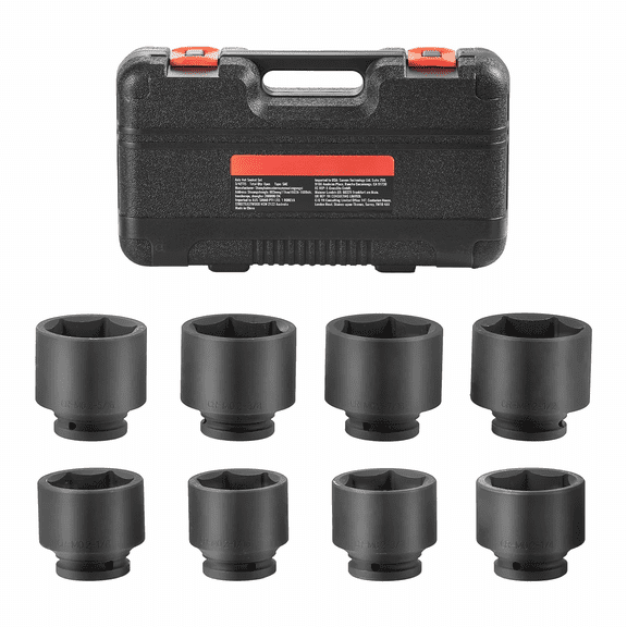 3/4" Drive Axle Nut Socket Set - 8 Piece SAE Impact Socket Set, CR-MO Steel, 6-Point, Heat Treated, with Storage Case for Truck, Car, Auto Repair