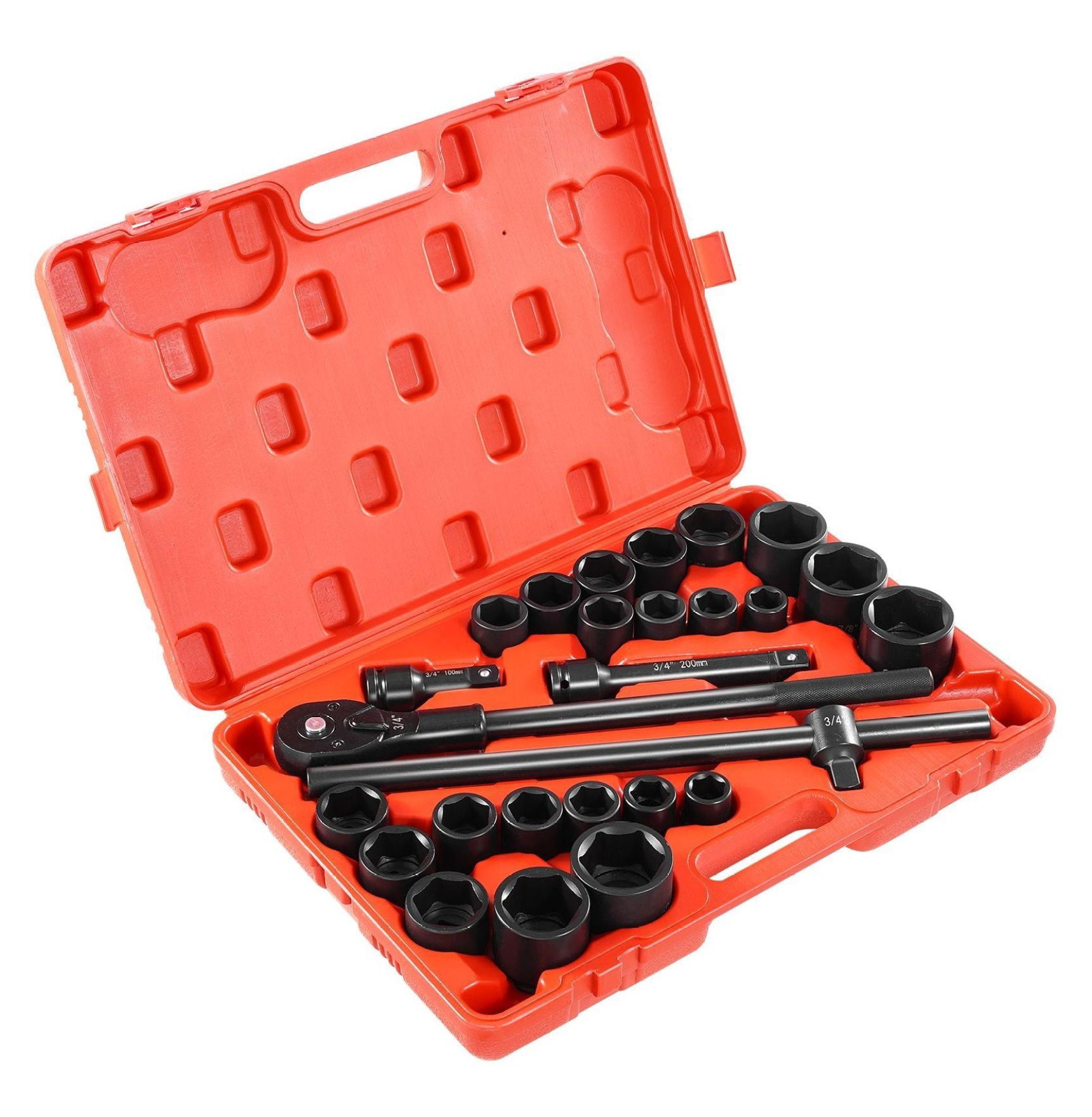 3/4" Drive Impact Socket Set - 27 Piece SAE & Metric, 6 Point Cr-V Steel