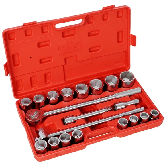 LuckyNote3/4" Drive SAE Socket Set (20-Piece) - 16x 6-Point Sockets, Ratchet, Flex Breaker Bar, Extensions + Durable Blow Molded Storage Case