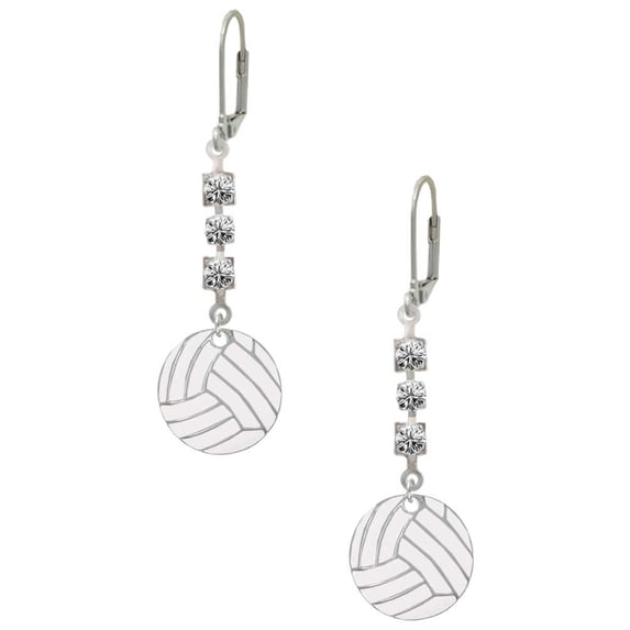 3/4'' Enamel Volleyball Crystal Madison Leverback Earrings