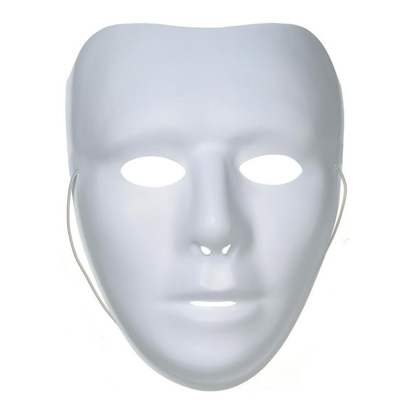 3/4 Face Craft Mask: Mens, White, 9.75 inches