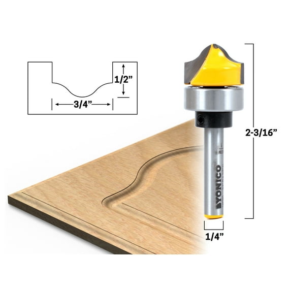 3/4" Faux Panel Ogee Groove Template Router Bit - 1/4" Shank - Yonico 14978q