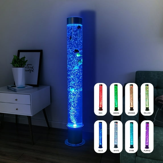 3.4 Ft LED Bubble Tube Lamp - Fake Fish Tank Bubble Light - 8 Color Lights/Remote Control