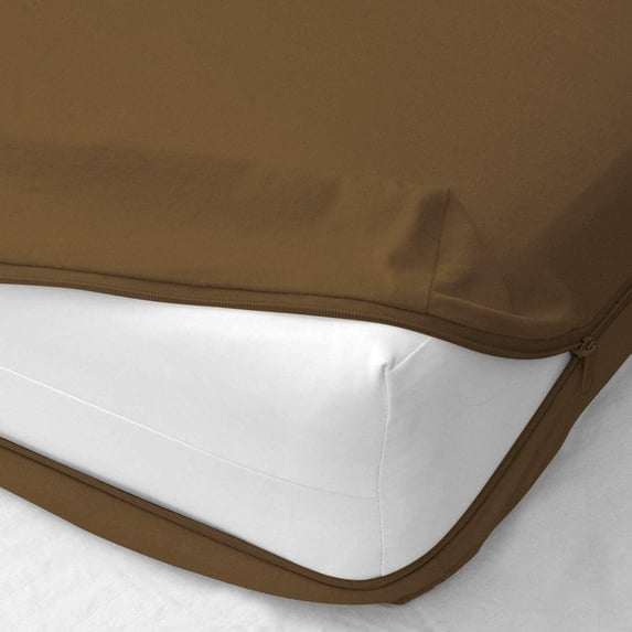 3/4 Full Bunk Size Luxury Fitted Sheet Only 600 TC Egyptian Cotton Solid Fitted Sheets up to 10" Deep Pocket, Zipper Around 1 Fitted Sheet Only ( Taupe )