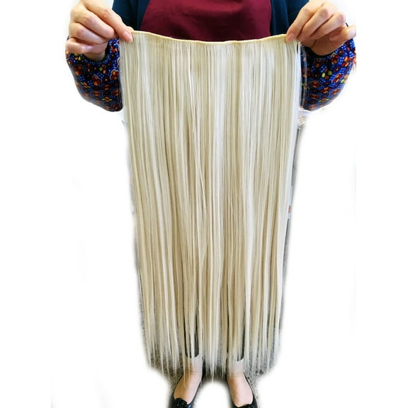 3/4 Full Head Hair Extensions Clip Straight Curly w/ 5 Clips, Long