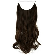 LELINTA Invisible Wire Hair Extension Curly Long Synthetic Hairpiece 18-20 Inch Hidden Wire Headband for Women Heat Resistant Fiber No Clip No Glue Hairpieces