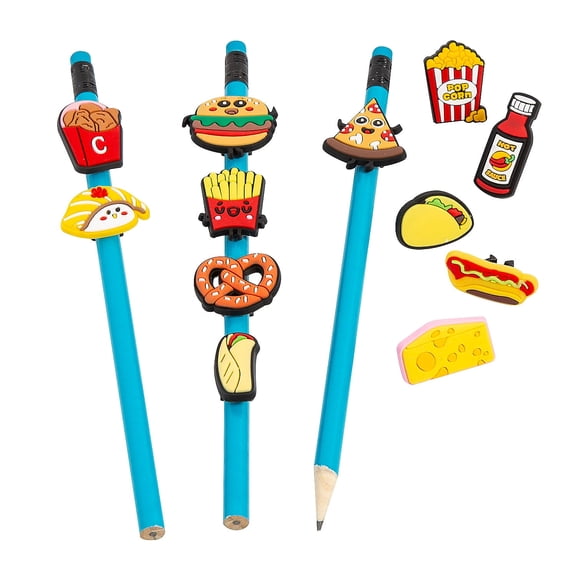 Fun Express Fun Foods Rubber Pencil Charms Art & Craft Kits 24 Piece
