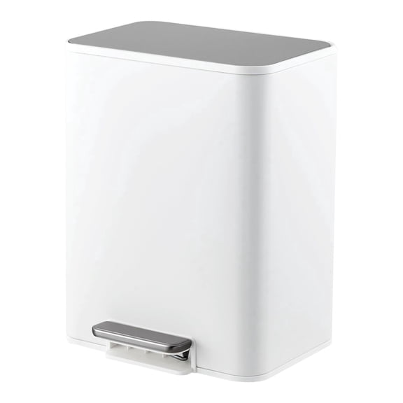 3.4 Gallon Rectangular Trash Can with Soft-Close Lid, Garbage Can Foot Pedal & Slim Design, Trash Bin for Kitchen Bathroom OfficeWhite