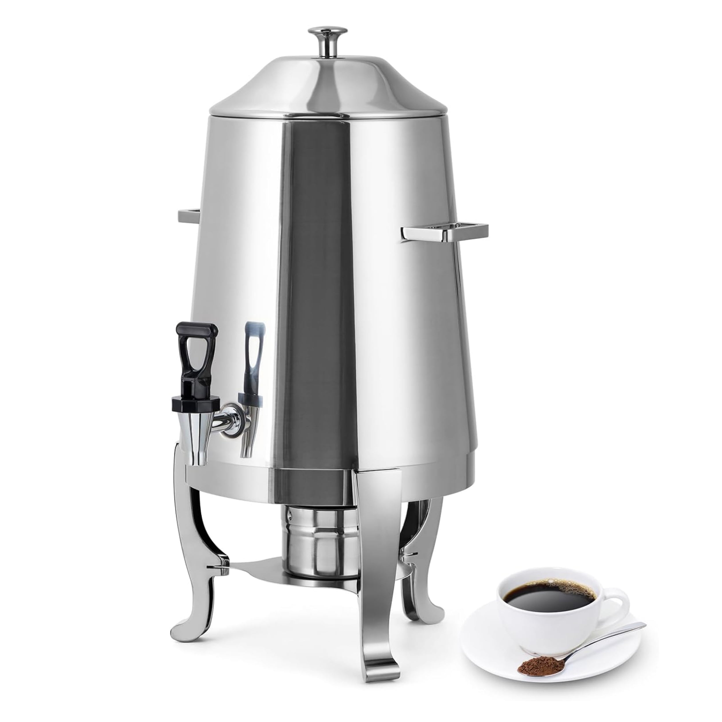 3.4 Gallon Stainless Steel Insulated Beverage Dispenser with Spigot Dual Temperature (Hot & Cold) for Coffee, Tea, Water Commercial-Grade Urn & Party Cooler