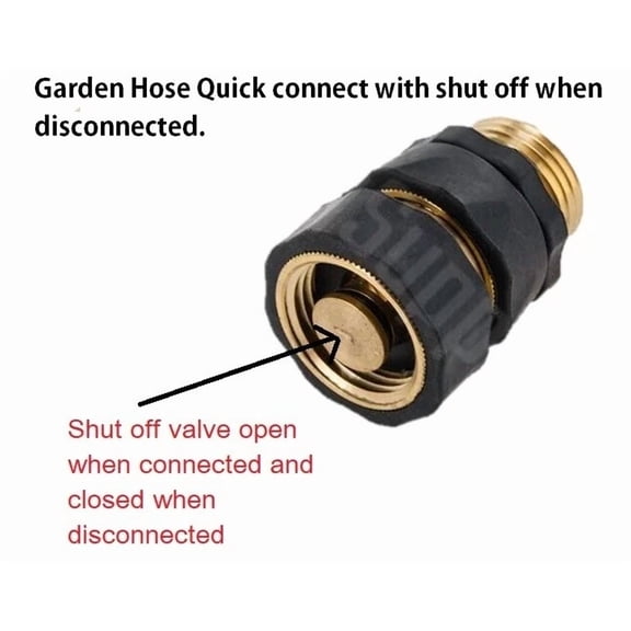 3/4' Garden Hose Quick Connect Brass Anodized Aluminum Female Male With Shut Off