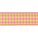 3/4" Gingham Plaid Ribbon Pink/Lime 3 Yard