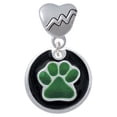 thumbnail image 1 of 3/4'' Green Paw in Black Circle - Heartbeat Charm Bead, 1 of 1