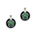 thumbnail image 1 of 3/4'' Green Paw in Black Circle - Lime Green Crystal Post Earrings, 1 of 1