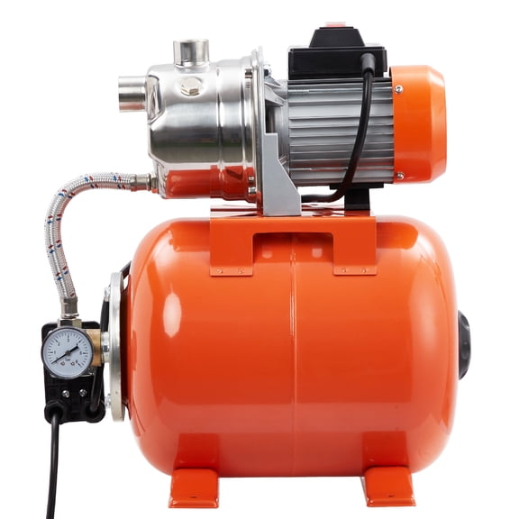 3/4 HP 115V Stainless Steel Shallow Well Pump with Pressure Tank, Automatic Jet Booster for Sprinkler Irrigation, Home Garden Lawn Farm