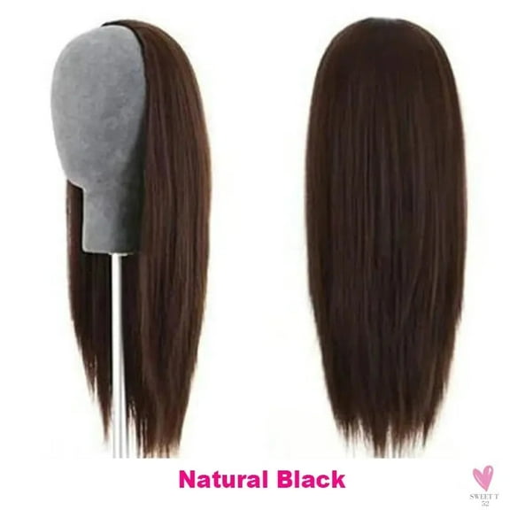 3/4 Half Wigs - Straight Human Hair HeadBand Wigs, Long Malaysian Remy Hair, Glueless, Full Machine Made Wigs for Women & Girls