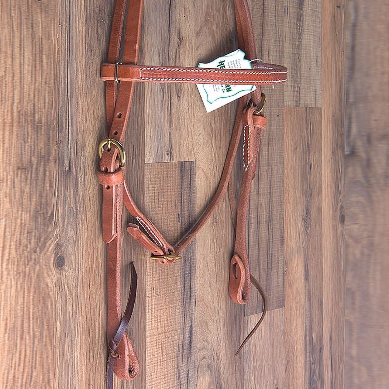 New 1" Wide Herman Oak Western Horse Browband Headstall - Solid Brass Hardware, Made In USA, Adjustable